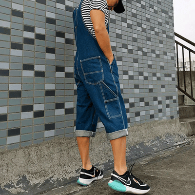 오버롤 반바지<br> 플러스 사이즈 버뮤다