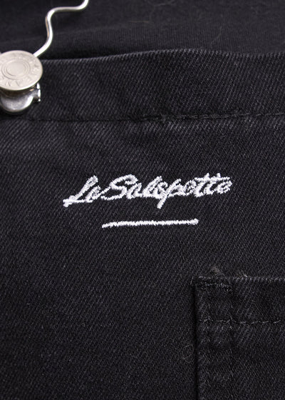 Salopette Noire Logo Brode Blanc