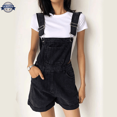 Salopette Courte Noire pour Femme