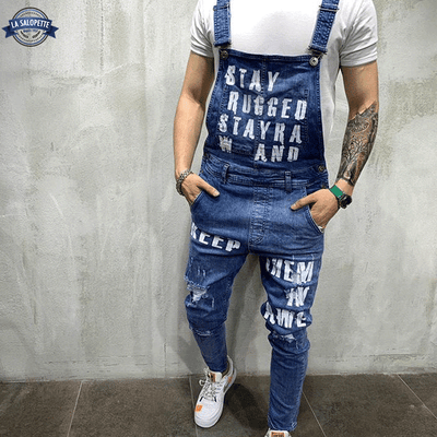 Salopette Denim Bleu Clair Homme