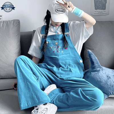 Salopette Velours Turquoise