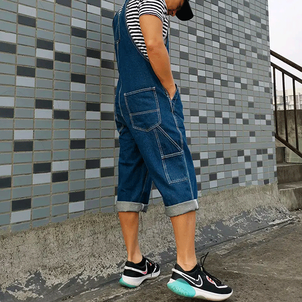 오버롤 반바지<br> 플러스 사이즈 버뮤다