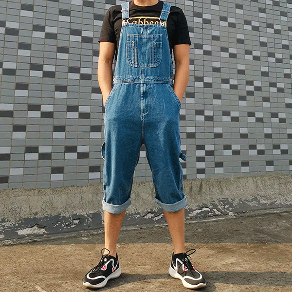 오버롤 반바지<br> 대형 Azure