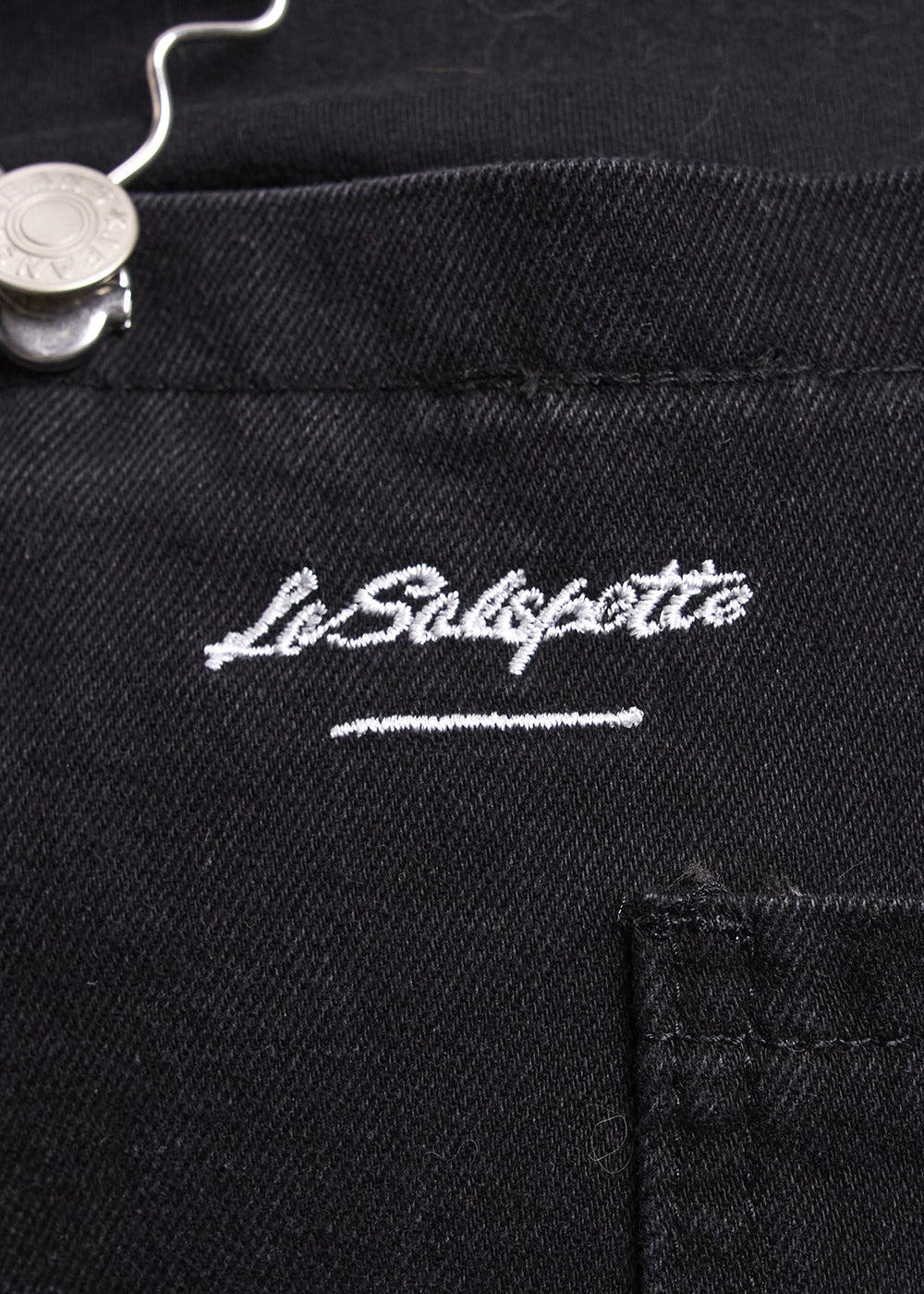 Salopette Noire Logo Brode Blanc