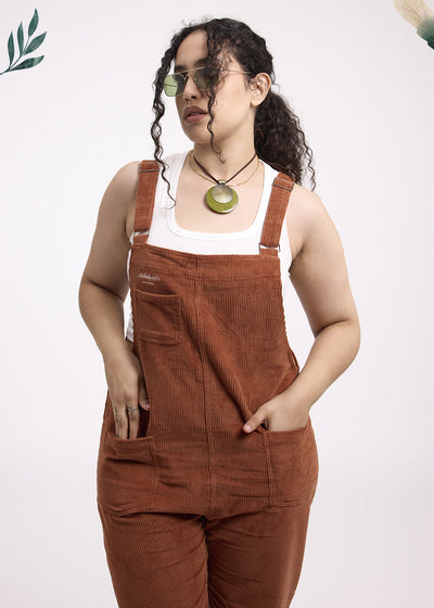 Salopette Velours Côtelé Marron 2XL