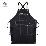 GOOPEEG summer canvas work apron denim Korean version hairdressing hairdresser floral barista custom LOGO waist