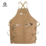 GOOPEEG summer canvas work apron denim Korean version hairdressing hairdresser floral barista custom LOGO waist