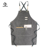 GOOPEEG summer canvas work apron denim Korean version hairdressing hairdresser floral barista custom LOGO waist