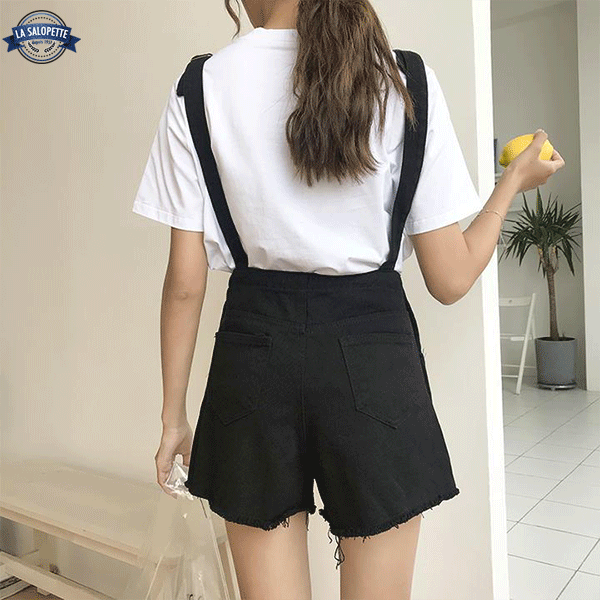 오버롤 반바지<br> 세련된 여성 감초 