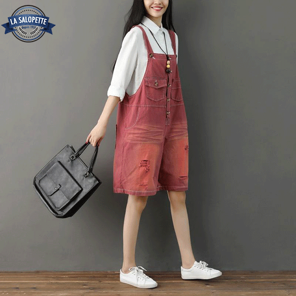 오버롤 반바지<br> 레드네동 