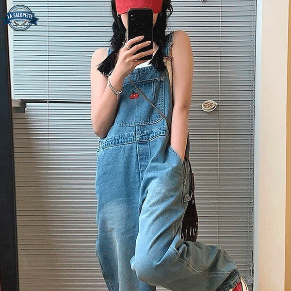 데님 작업복<br> 여성용 헐렁한 
