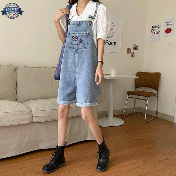 오버롤 반바지<br> 데님 여성 오타와