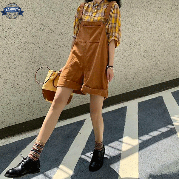 오버롤 반바지<br> 여성 스트레치 낙타