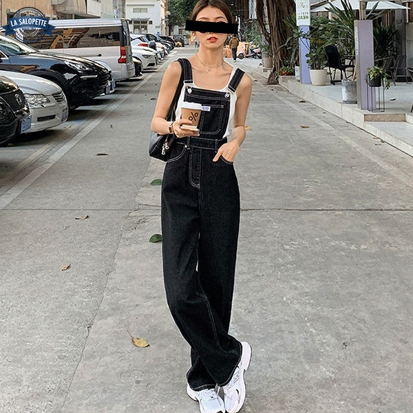 데님 작업복<br> 플러스 사이즈 엑스트라 플레어