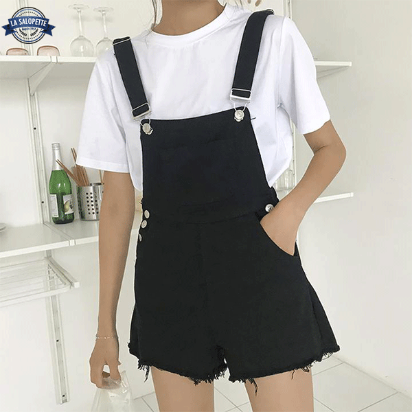 오버롤 반바지<br> 세련된 여성 감초 