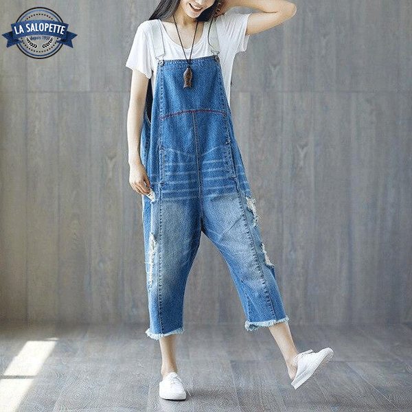 데님 작업복<br> 히메지 크롭 팬츠 