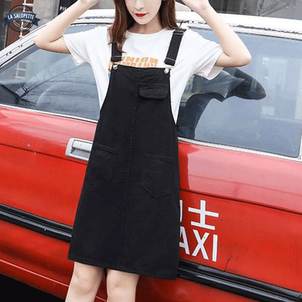 전체 드레스<br> 제트 블랙 진을 입고