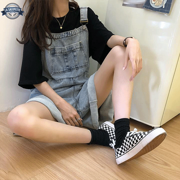 오버롤 반바지<br> 클래식 여성 청바지 